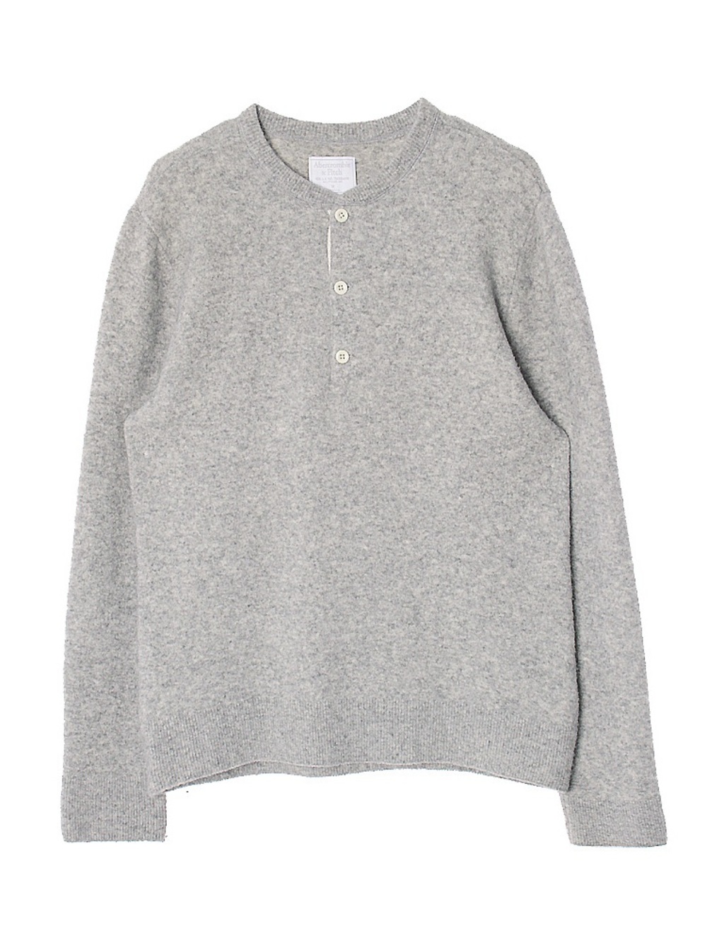Abercrombie & Fitch Light Heather Gray Henley Sweater wool and yak.